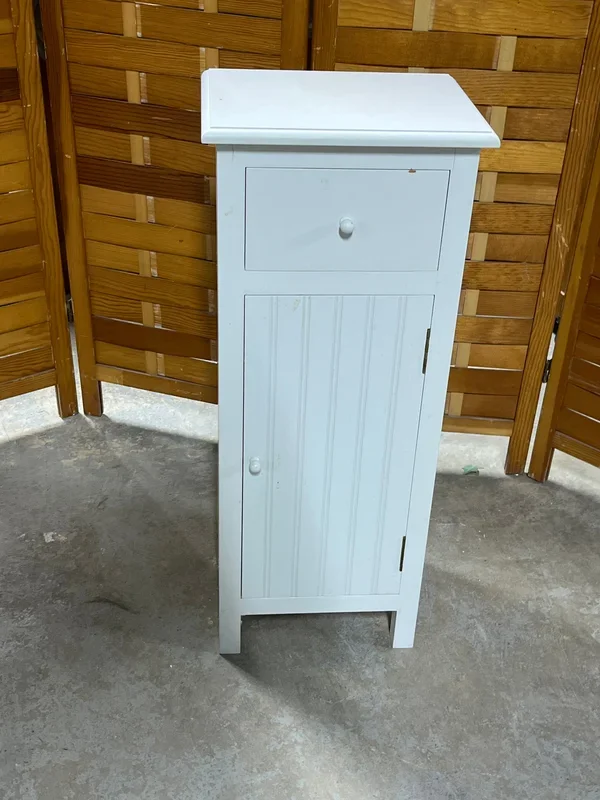 White Particle Board Narrow Cabinet