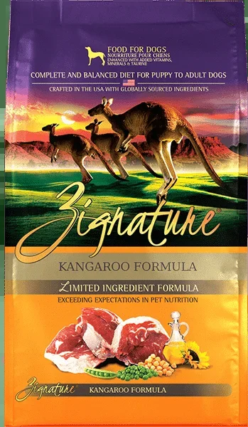 Zignature Limited Ingredient Kangaroo Formula Hard Dog Food- 25 Pound Bag