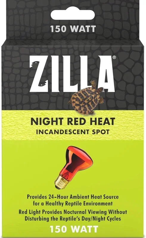 Zilla Reptile Terrarium Incandescent Heat Spot Bulb, Night Red, 150 Watts