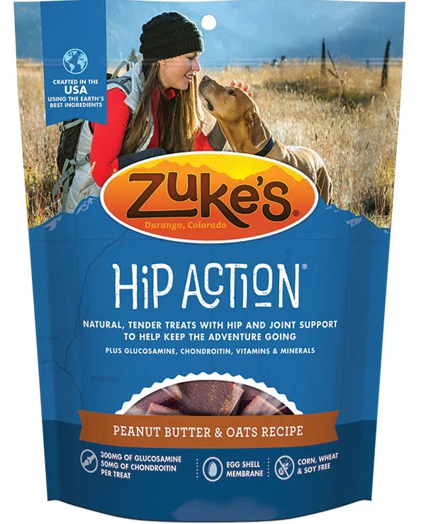 Zukes Hip Action Peanut Butter & Oats Recipe Dog Treat 16oz